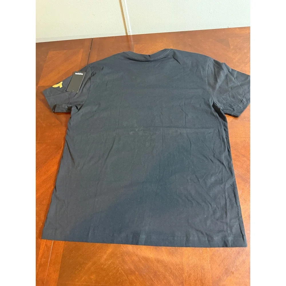 True Religion Mens Graphic T-Shirt Black Gold Logo Short Sleeve 2XL
